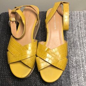 Marc Fisher Yellow Carlin Croc Espadrille Platform Ankle Strap Sandals, 9